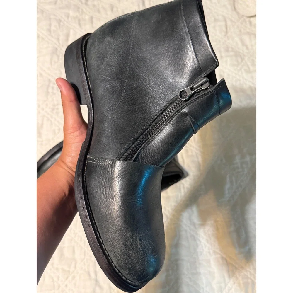 Timberland Colrain Mens Black Leather Side Zip Ankle Boots Made in Italy 12M